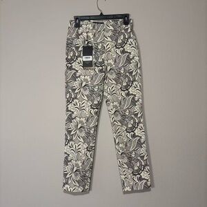 Weekend Max Mara Black and Cream Floral Pants